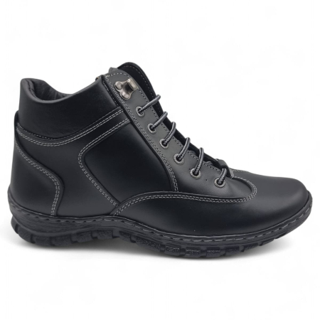 Ghete Casual Pentru Barbati - Ghete Bărbați Casual Din Piele Naturală De Culoare Neagră 565