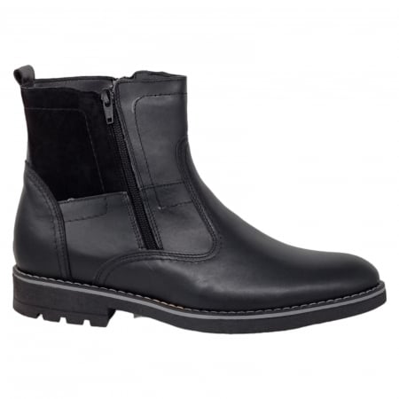Ghete Casual Pentru Barbati - Ghete Bărbați  Din Piele Naturală De Culoare Neagră 542
