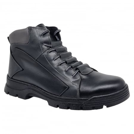 Ghete Casual Pentru Barbati - Ghete Bărbați Casual Din Piele Naturală Neagră 521