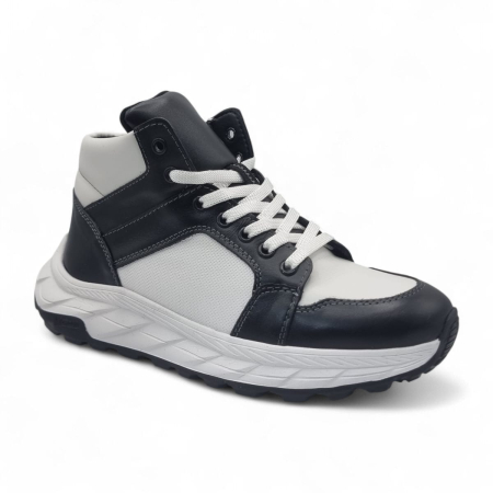 Ghete Bărbați Elegante Din Piele Naturală De Culoare Neagru si alb 45124 [8]