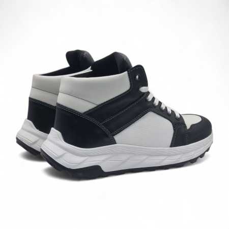 Ghete Bărbați Elegante Din Piele Naturală De Culoare Neagru si alb 45124 [1]