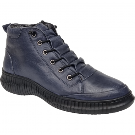 Ghete Casual Pentru Femei - Ghete Damă Casual Din Piele Naturală Blue 8551