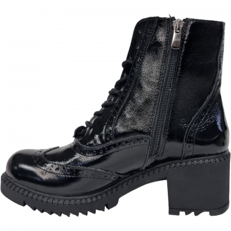 Ghete Damă Casual Din Piele Lăcuită Neagră 8554 [2]
