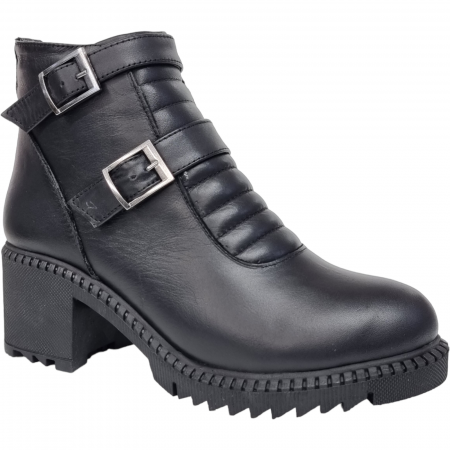 Ghete Casual Pentru Femei - Ghete Damă Casual Din Piele Naturală Neagră 8556