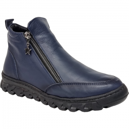 Ghete Casual Pentru Femei - Ghete Damă Casual Din Piele Naturală Blue 8558