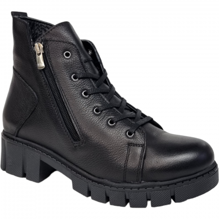 Ghete Casual Pentru Femei - Ghete Damă Casual Din Piele Naturală Neagră 8574