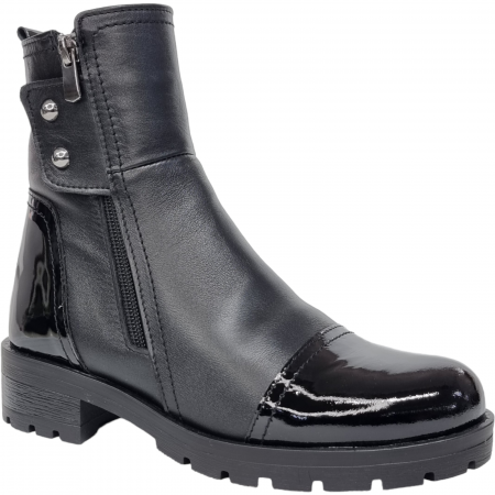 Ghete Casual Pentru Femei - Ghete Damă Casual Din Piele Naturală Neagră 8587