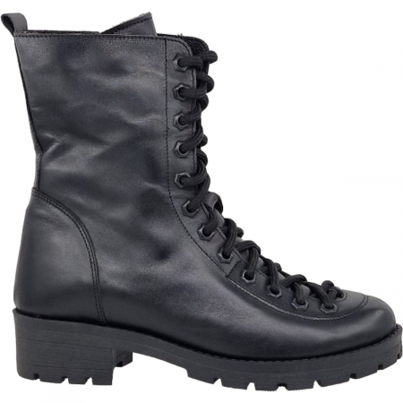 Ghete Casual Pentru Femei - Ghete Damă Casual Din Piele Naturală Neagră 8667