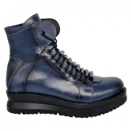 Ghete Casual Pentru Femei - Ghete Damă Casual Din Piele Naturală Blue 8669