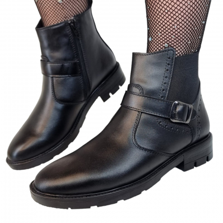 Ghete Damă Casual Din Piele Naturală Neagră 8711 [1]