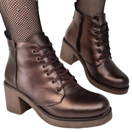 Ghete Damă Casual Din Piele Naturală Maro Sidef 8712 [3]