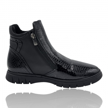 Ghete Casual Pentru Femei - Ghete Damă Casual Din Piele Naturală Neagră 8730