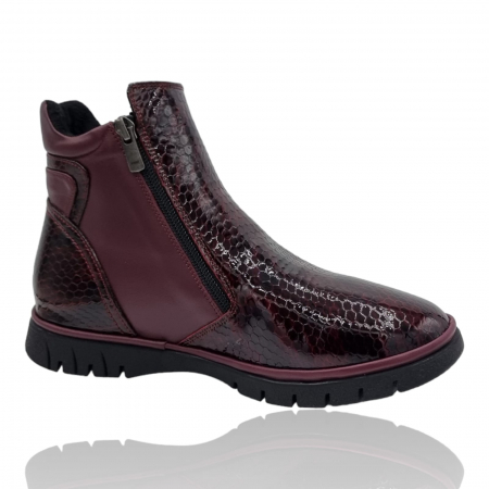 Ghete Casual Pentru Femei - Ghete Damă Casual Din Piele Naturală Bordo Cro 8731