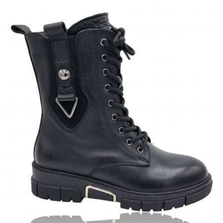 Ghete Casual Pentru Femei - Ghete Damă Casual Din Piele Naturală Neagră 8734