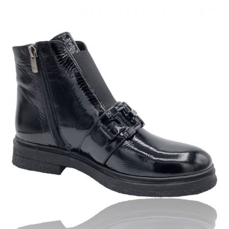 Ghete Damă Casual Din Piele Naturală Neagră Lac 8739 [1]