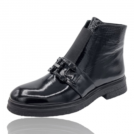 Ghete Damă Casual Din Piele Naturală Neagră Lac 8739 [4]