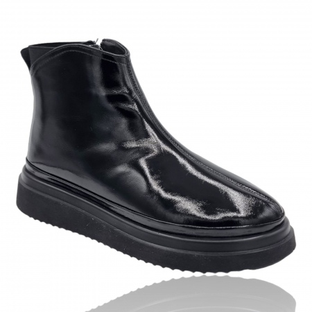 Ghete Damă Casual Din Piele Naturală Neagră Lac 8744 [4]