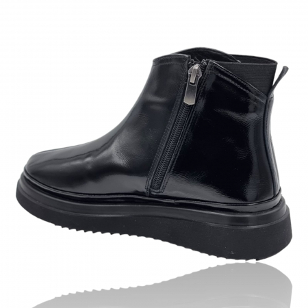 Ghete Damă Casual Din Piele Naturală Neagră Lac 8744 [6]