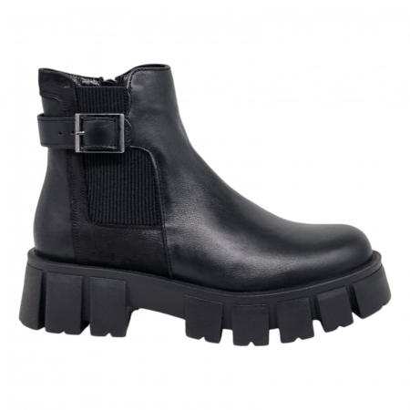 Ghete Casual Pentru Femei - Ghete Damă Casual Din Piele Naturală Neagră 8773