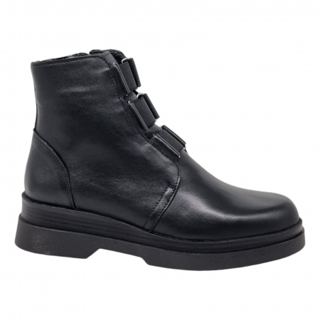 Ghete Casual Pentru Femei - Ghete Damă Casual Din Piele Naturală Neagră 8775