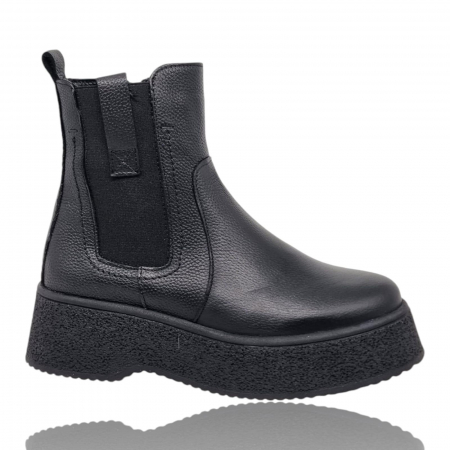 Ghete Casual Pentru Femei - Ghete Damă Casual Din Piele Naturală Neagră 8777