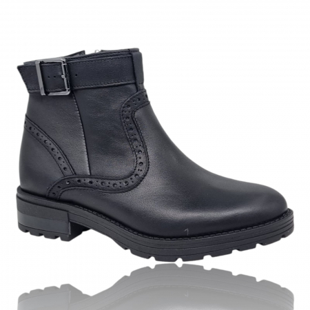 Ghete Casual Pentru Femei - Ghete Damă Casual Din Piele Naturală Neagră 30342