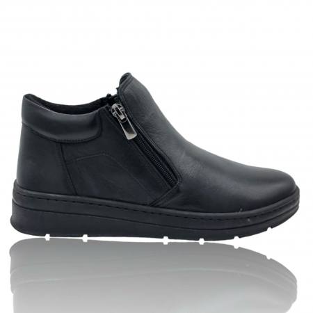 Ghete Casual Pentru Femei - Ghete Damă Casual Din Piele Naturală Neagră Box 8758
