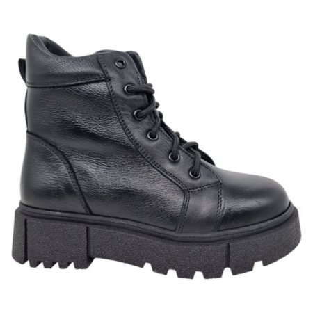 Ghete Casual Pentru Femei - Ghete Damă Casual Din Piele Naturală Neagră 8785