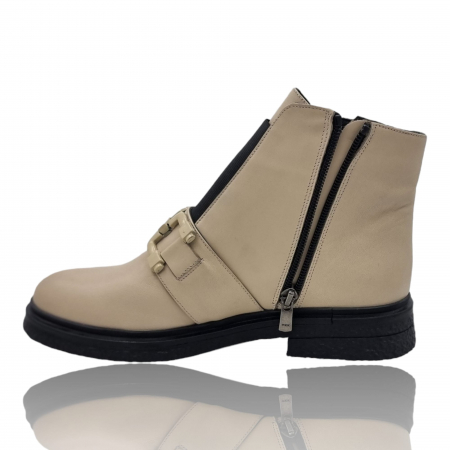 Ghete Damă Casual Din Piele Naturală Bej 8761 [2]