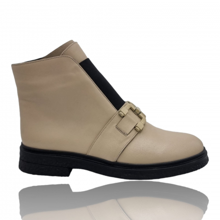 Ghete Casual Pentru Femei - Ghete Damă Casual Din Piele Naturală Bej 8761