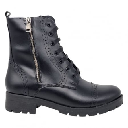 Ghete Casual Pentru Femei - Ghete Damă Casual Din Piele Naturală Neagră 8791