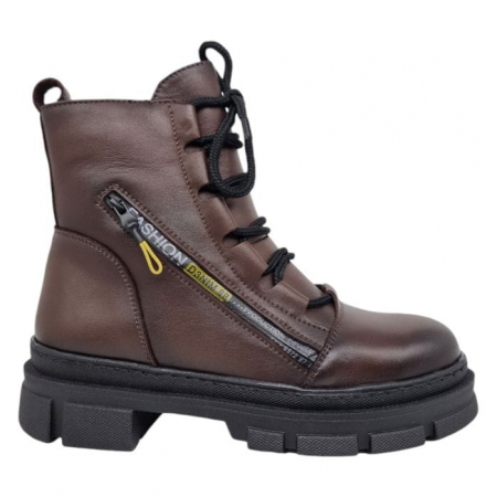 Ghete Casual Pentru Femei - Ghete Damă Casual Din Piele Naturală Maro 8792