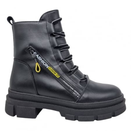 Ghete Casual Pentru Femei - Ghete Damă Casual Din Piele Naturală Neagră 8793