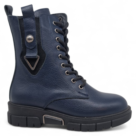 Ghete Casual Pentru Femei - Ghete Damă Casual Din Piele Naturală Blue 30370