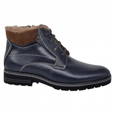 Ghete Casual Pentru Barbati - Ghete Bărbați  Din Piele Naturală De Culoare Blue 544