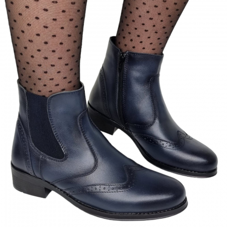 Ghete Casual Pentru Femei - Ghete Damă Casual Din Piele Naturală Blue 8594