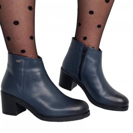 Ghete Casual Pentru Femei - Ghete Damă Casual Din Piele Naturală Blue 8626