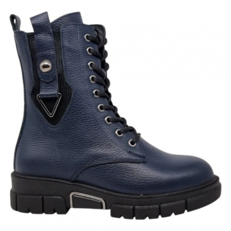 Ghete Casual Pentru Femei - Ghete Damă Casual Din Piele Naturală Blue 8775
