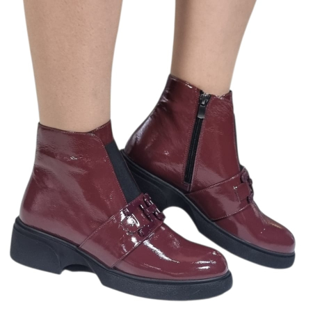 Ghete Damă Casual Din Piele Naturală Bordo Lac  30426 [8]