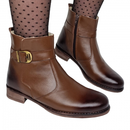 Ghete Casual Pentru Femei - Ghete Damă Casual Din Piele Naturală Maro 8603