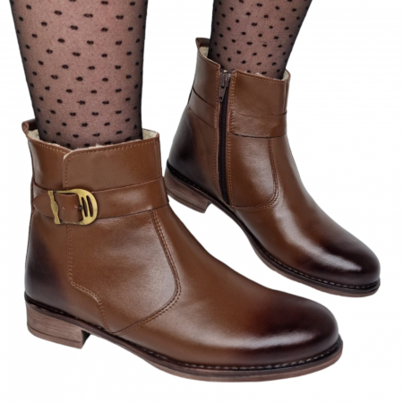 Ghete Damă Casual Din Piele Naturală Maro 8603 [4]