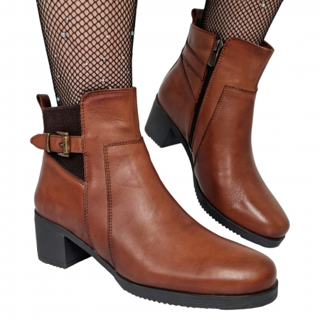 Ghete Casual Pentru Femei - Ghete Damă Casual Din Piele Naturală Maro 8614