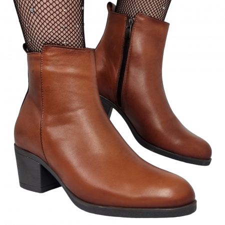 Ghete Casual Pentru Femei - Ghete Damă Casual Din Piele Naturală Maro  8616