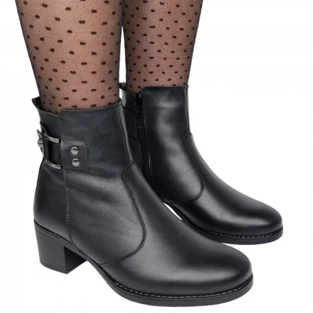 Ghete ,Botine ,Cizme - Ghete Damă Casual Din Piele Naturală Neagră 30117