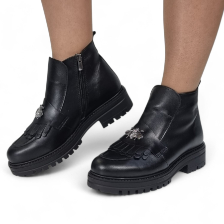 Ghete Damă Casual Din Piele Naturală Neagră 30393 [10]