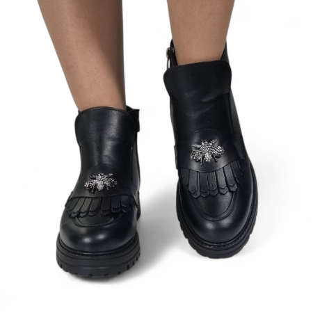 Ghete Damă Casual Din Piele Naturală Neagră 30393 [9]