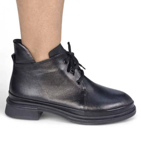 Femei - Ghete Damă Casual Din Piele Naturală Neagră 30406