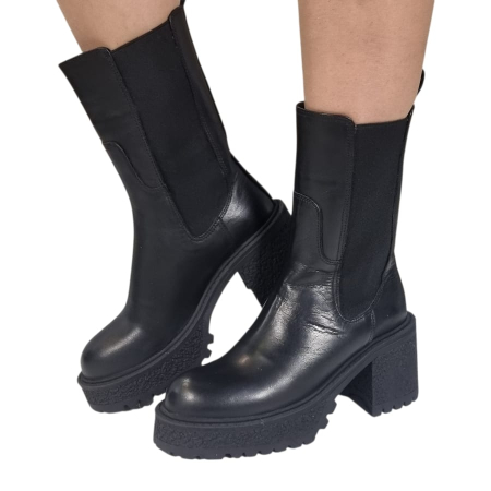 Ghete Damă Casual Din Piele Naturală Neagră 30408 [1]