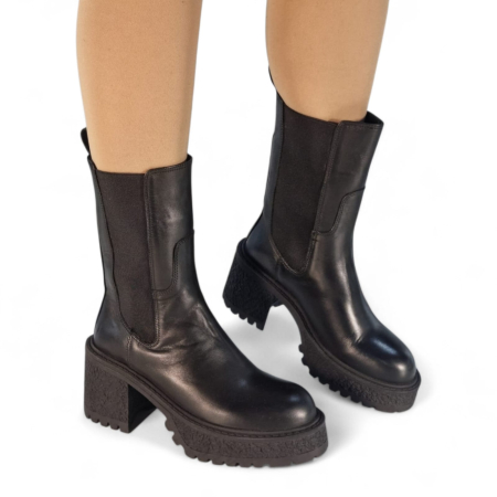 Femei - Ghete Damă Casual Din Piele Naturală Neagră 30408