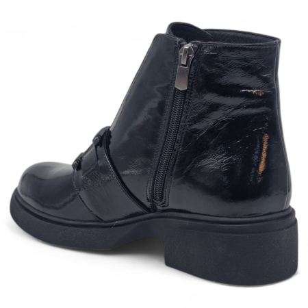 Ghete Damă Casual Din Piele Naturală Negru Lac 30419 [3]